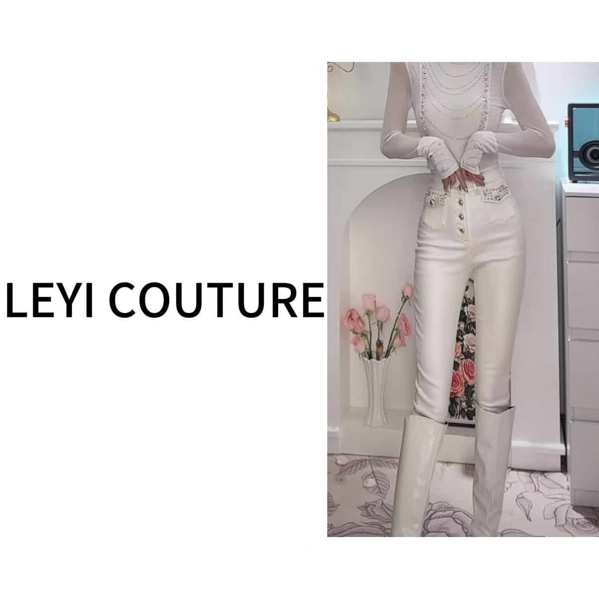 【 LEYI COUTURE】畑畑2025高端气质时尚“升级光泽”时尚皮裤