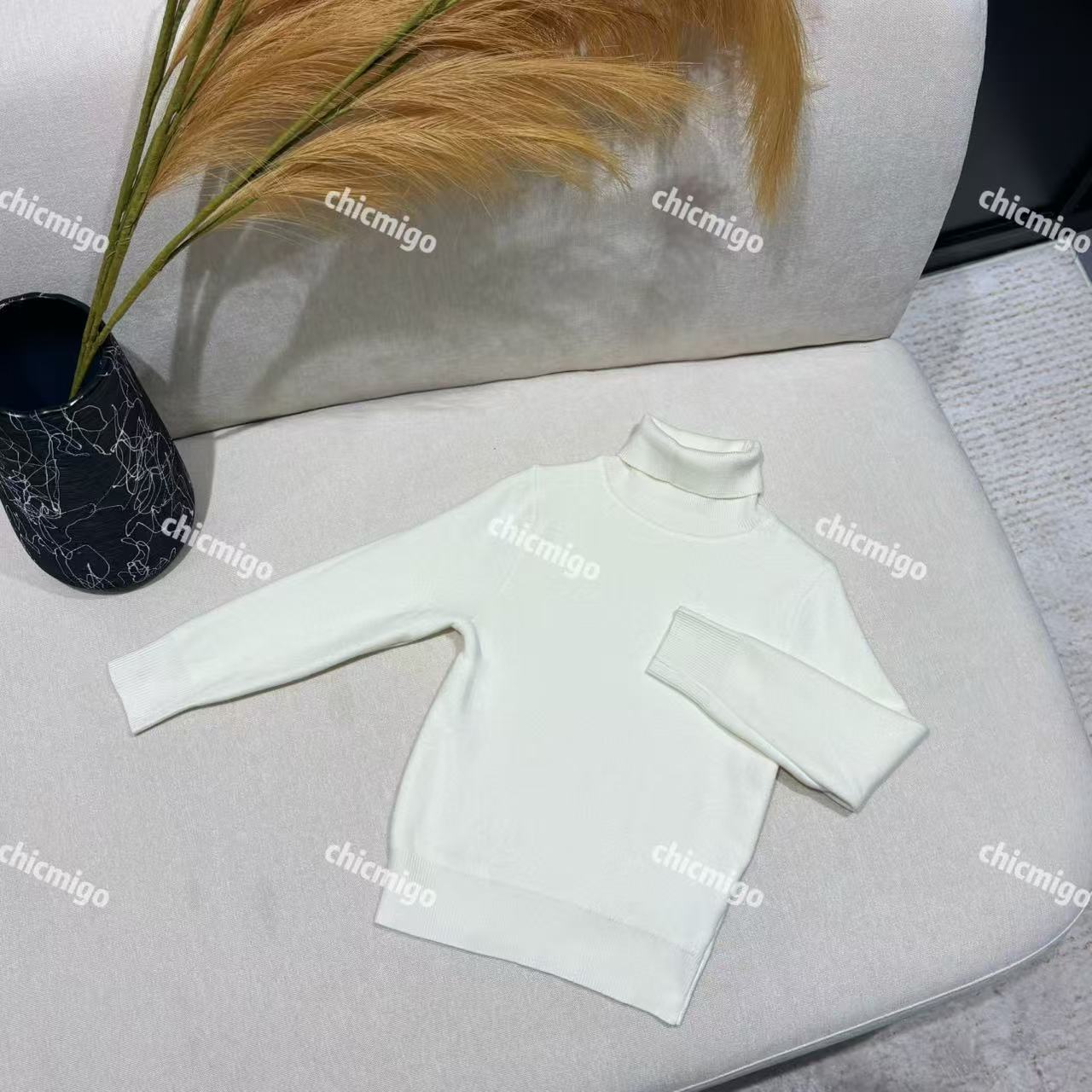 【Chicmigo高定童装】冬季新款羊绒毛衣男女童加绒内搭高领针织衫