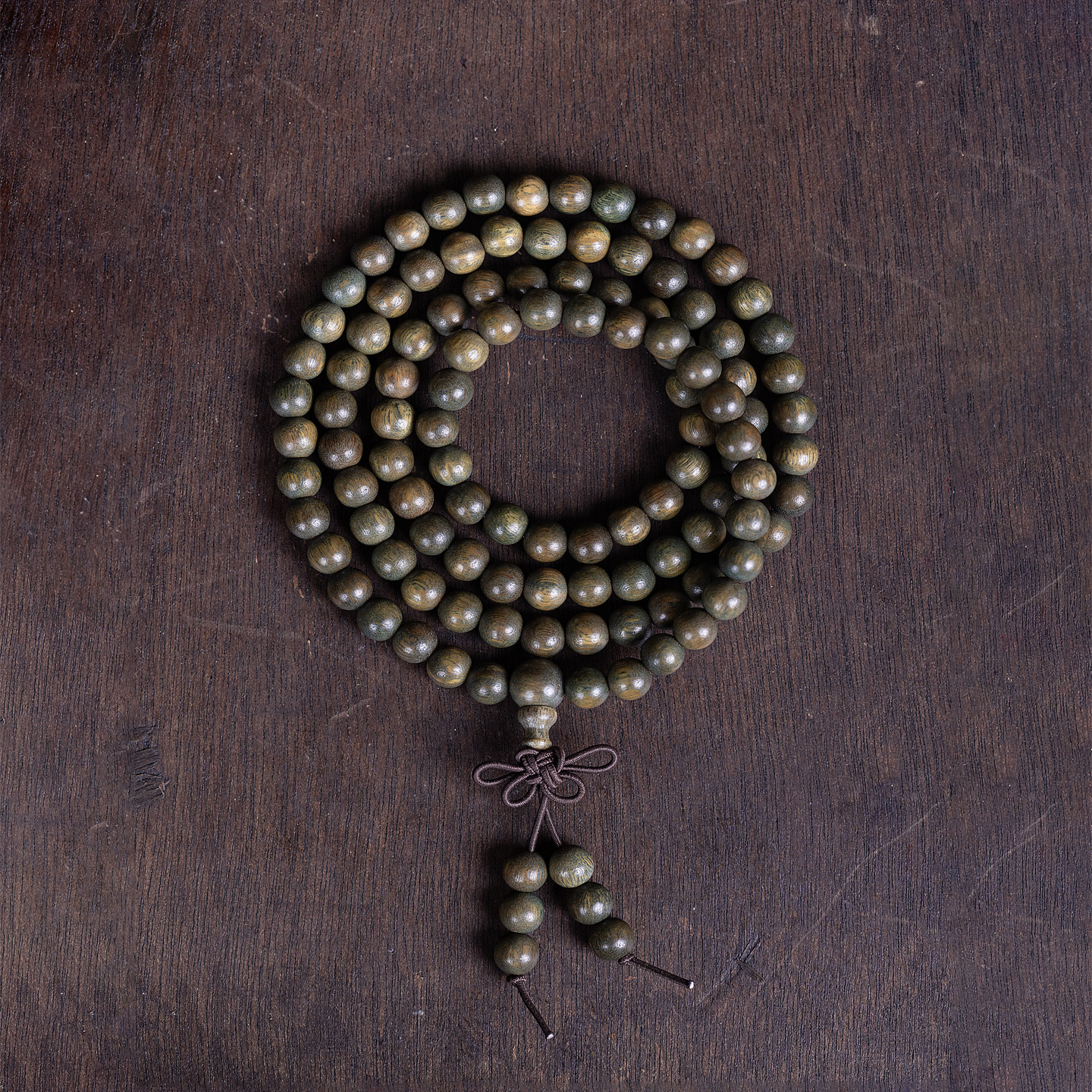 三亚南山普门文创新款绿檀男女款素雅绿檀木质手串文玩多圈手链