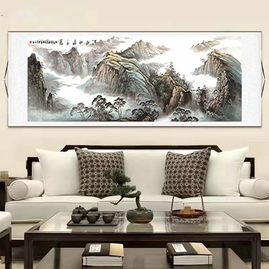 260*80《江山如此多娇》横幅-沙发客厅山水挂画