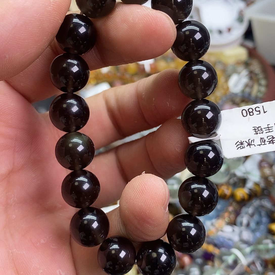黑曜岩手链未镶嵌手链