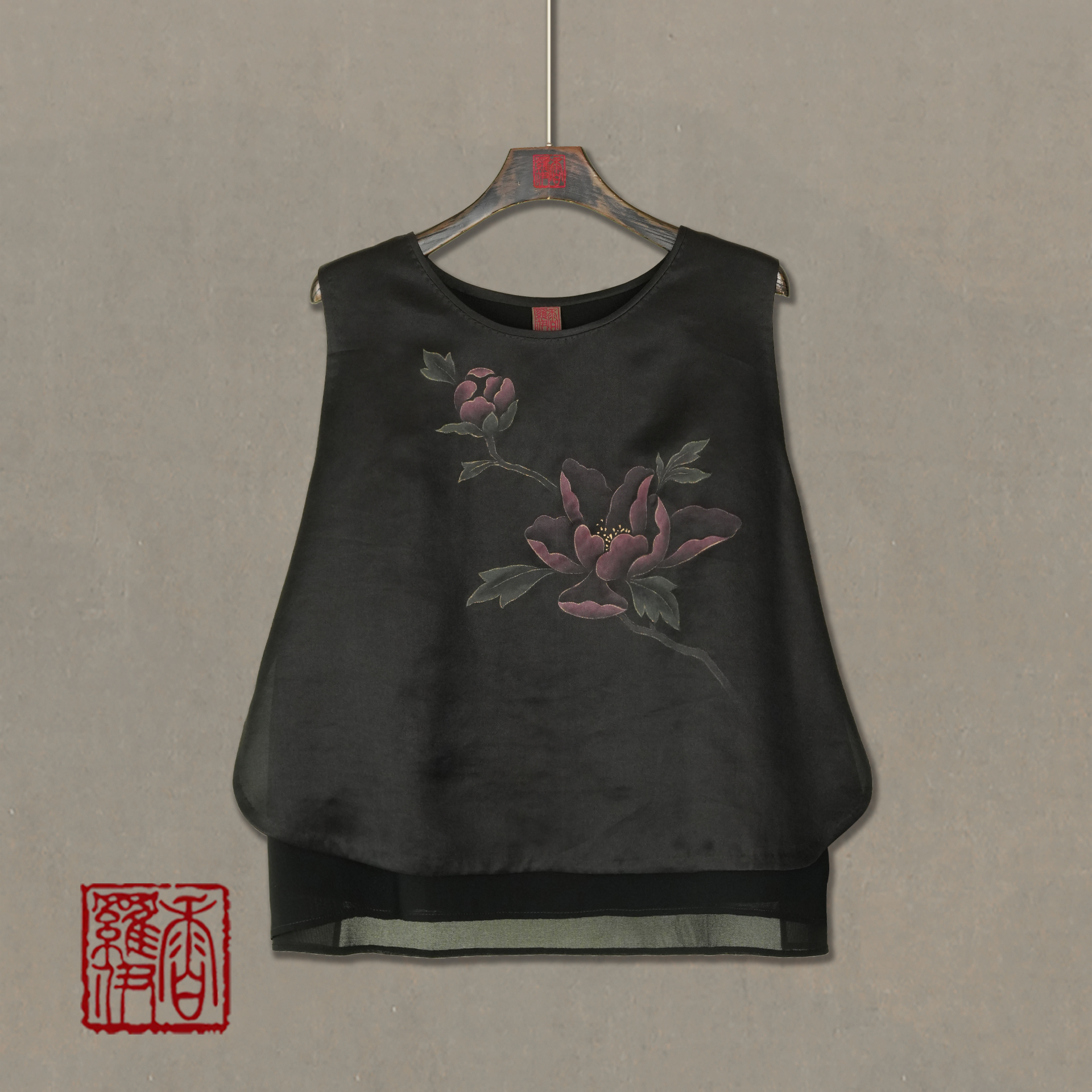 【墨纨栖艳】传统中式汉服手绘上衣