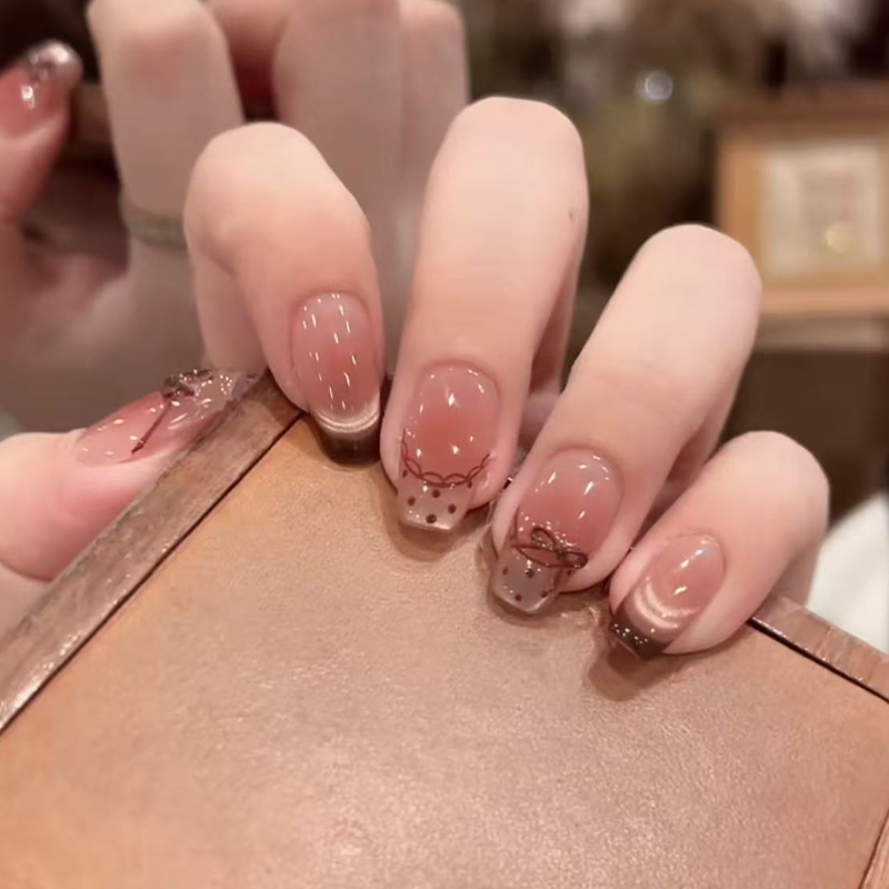 【秋日芭蕾】法式短款手工美甲穿戴甲片高级感小众穿戴甲网红指甲片