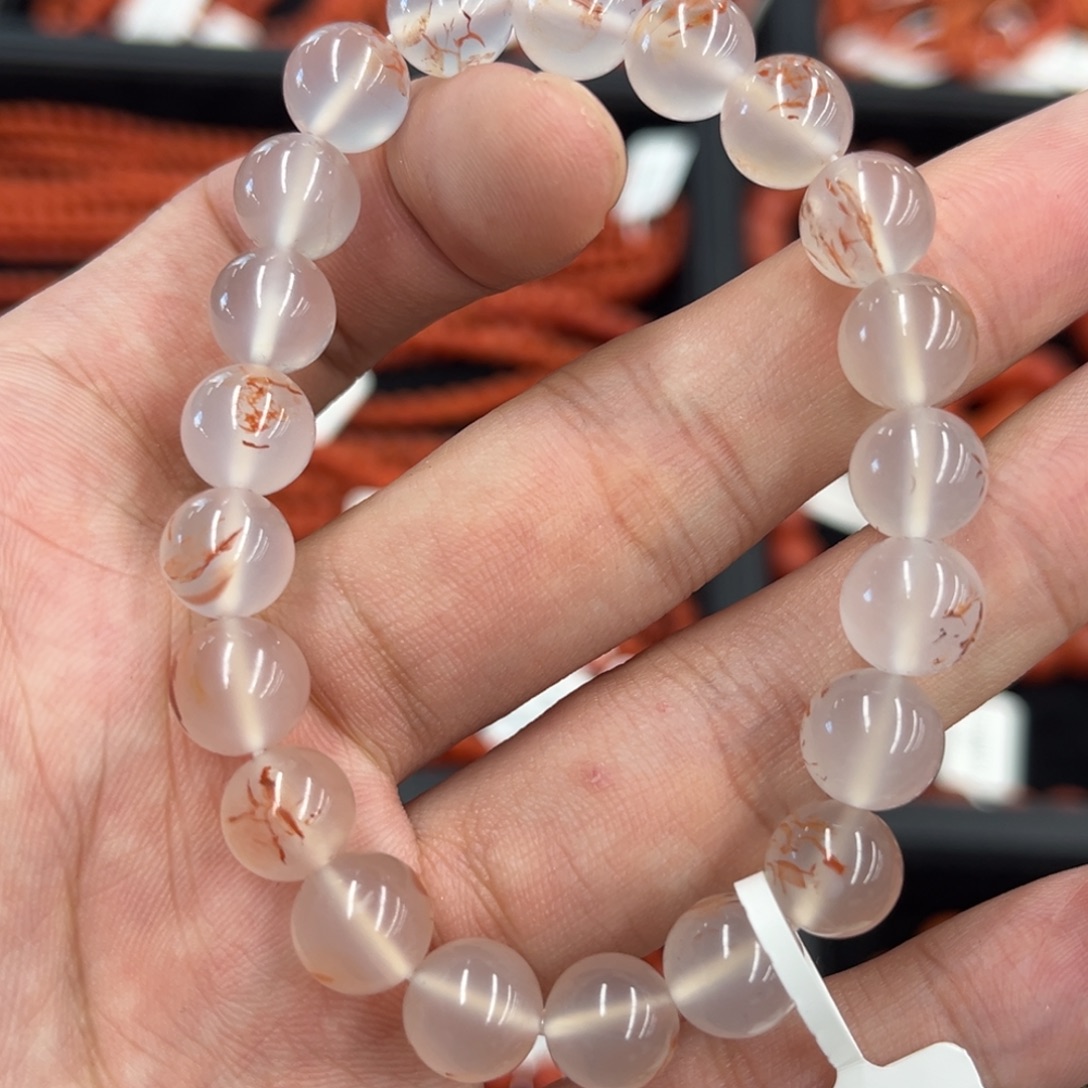 湘***6南红玛瑙未镶嵌手链冰飘花手串9+