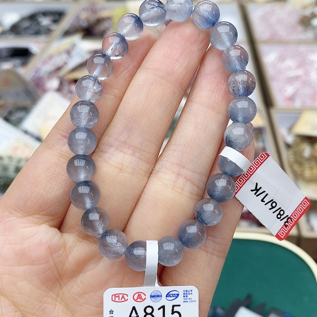 水晶手链未镶嵌A815 蓝线石 8m