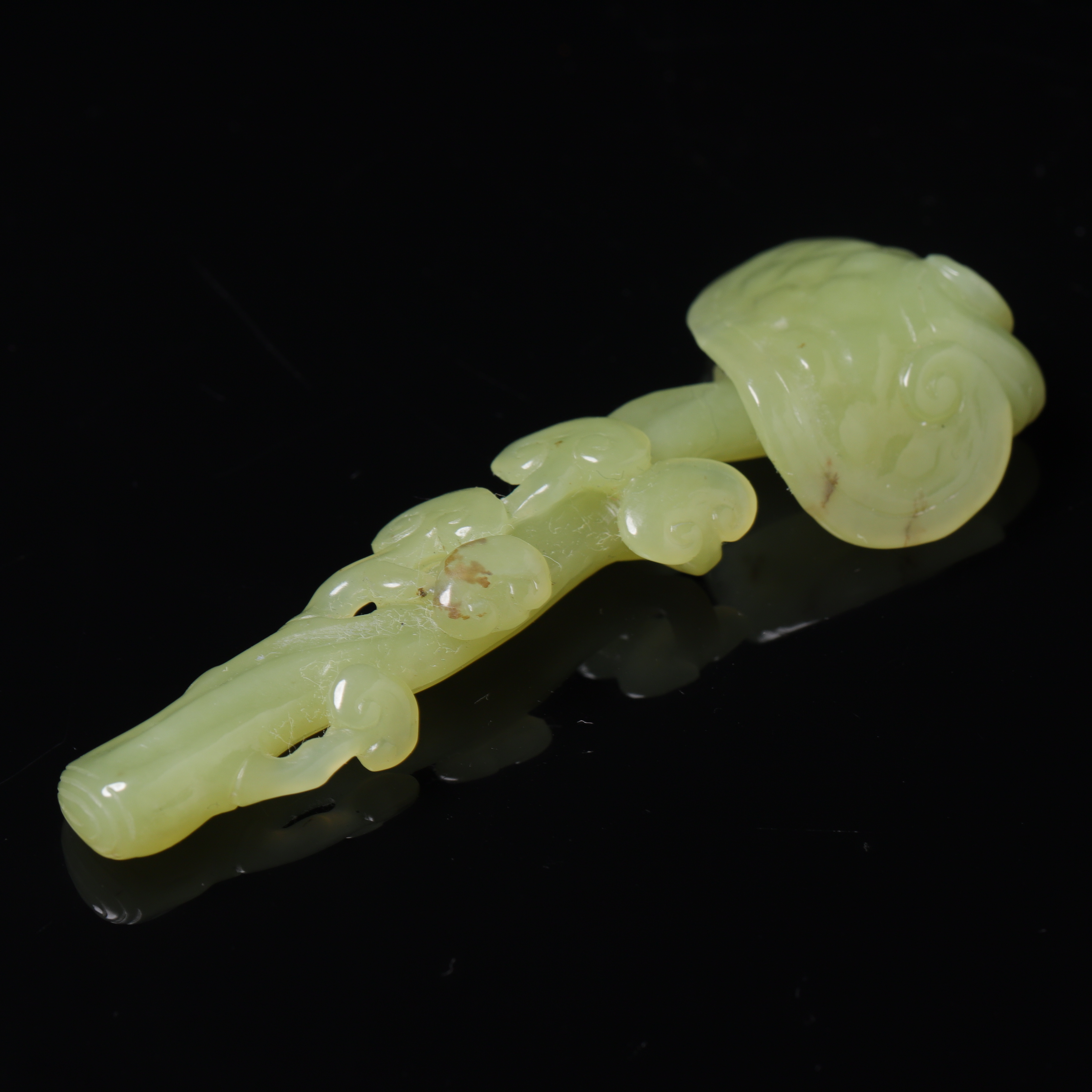 清代和田玉灵芝如意-CS