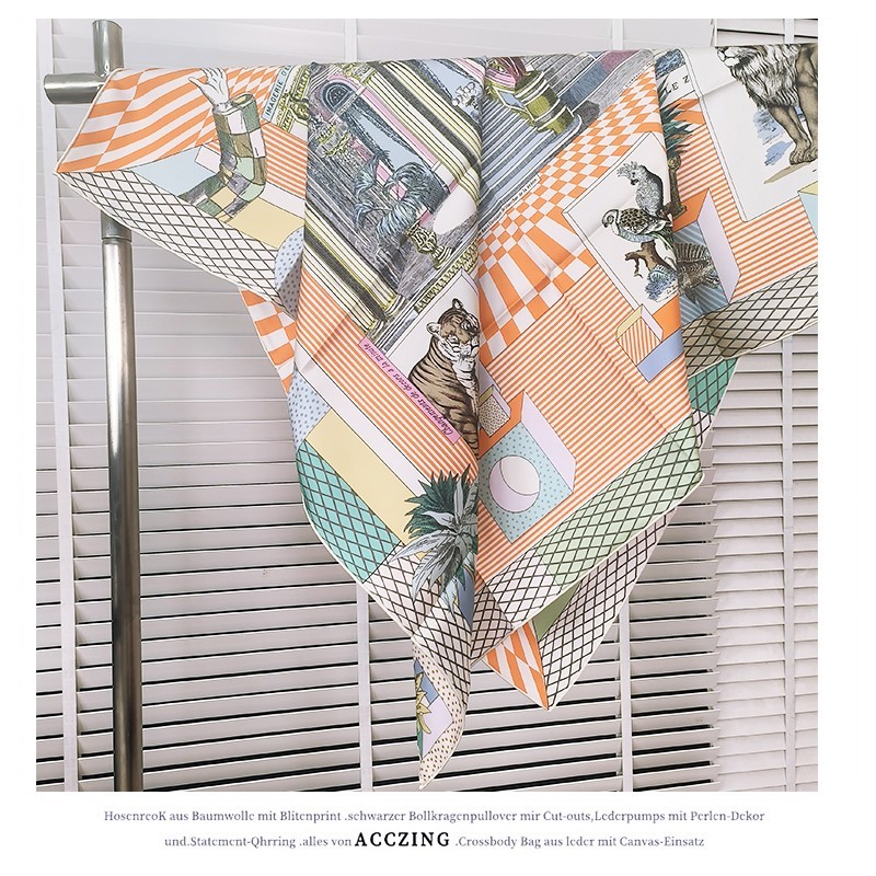 「新型大剧院」 90cm14/18姆米斜纹丝巾时尚中古桑蚕丝方巾