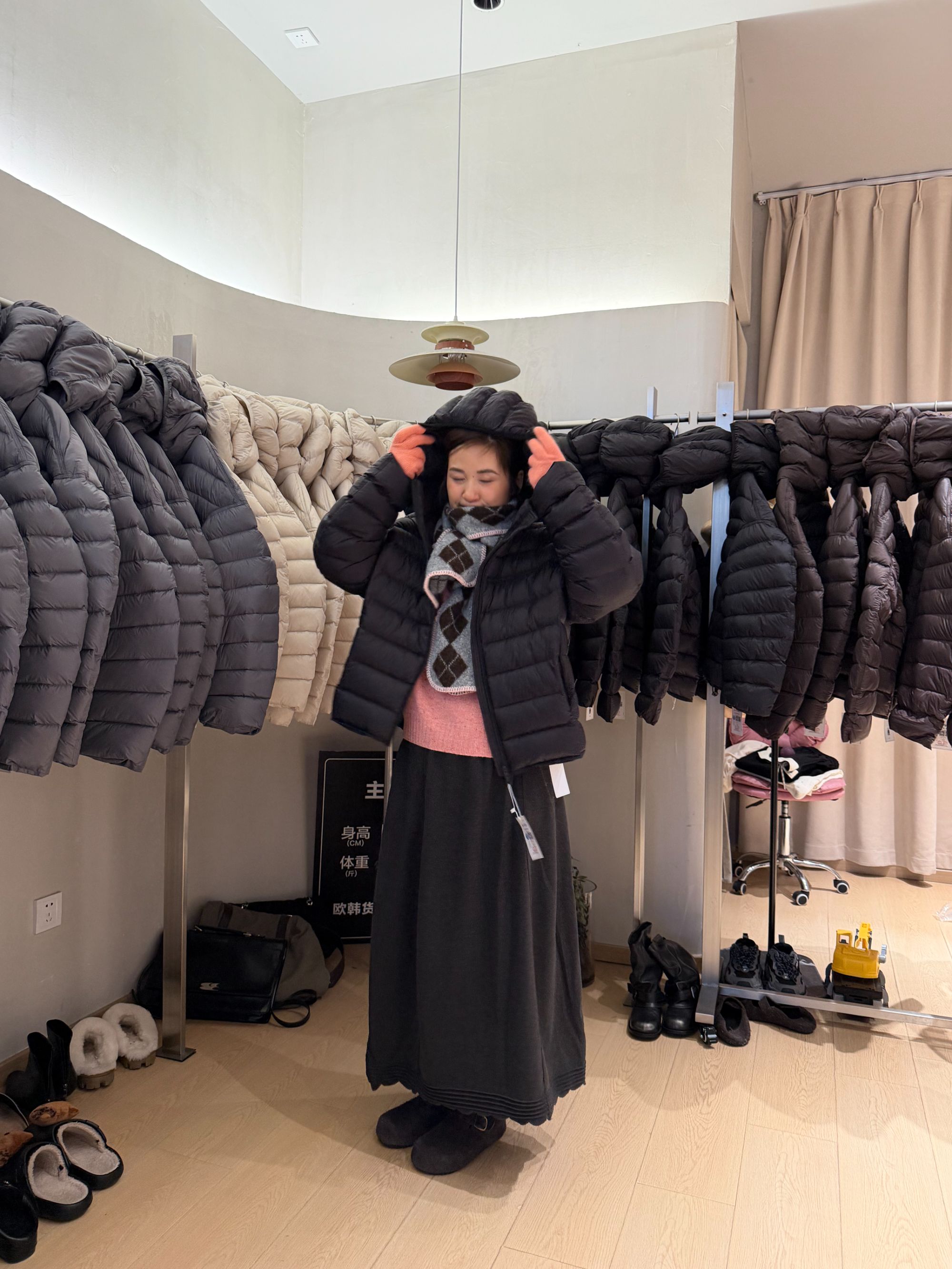 YUANJIE欧韩时尚百搭设计师秋冬款95白鸭绒 带帽版羽绒服