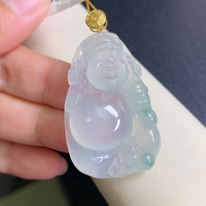 【闪购商品】翡翠颈饰18K金镶嵌财神