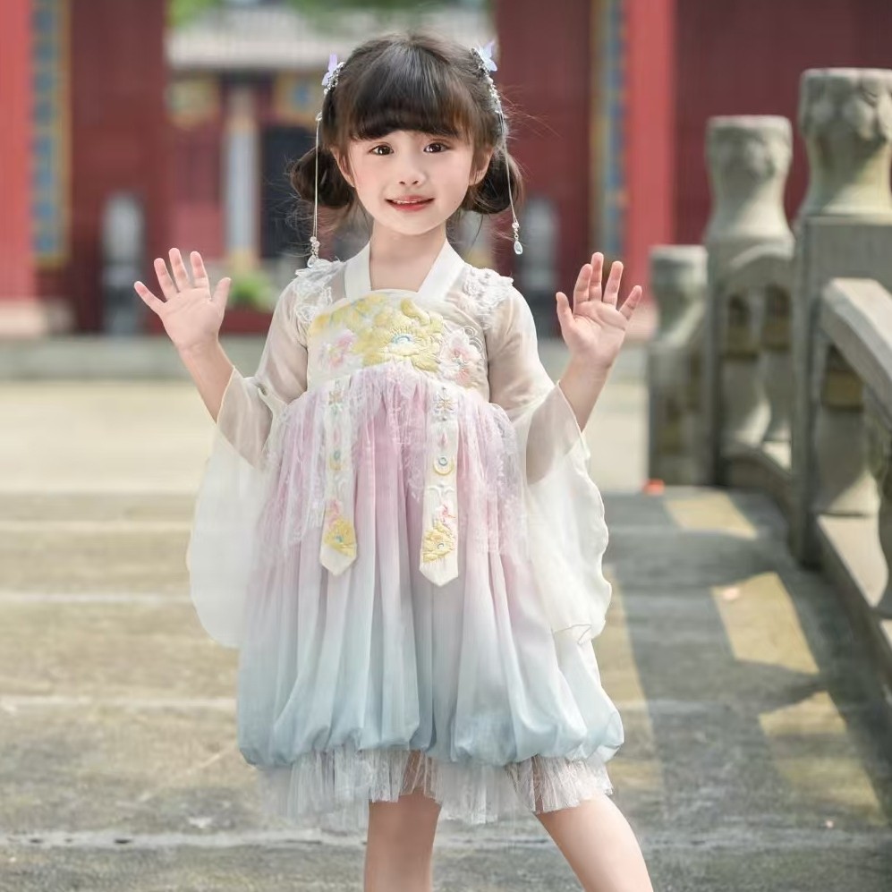儿童汉服连衣裙模特图不一样以直播展示为准库存默认瑕疵不退换
