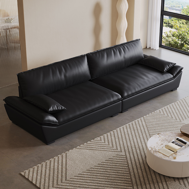 新款意式极简猫抓皮沙发客厅小户型出租房极简直排帆船家用沙发