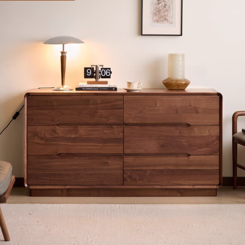 【北美黑胡桃木】六斗柜实木现代简约客厅玄关柜卧室床尾储物