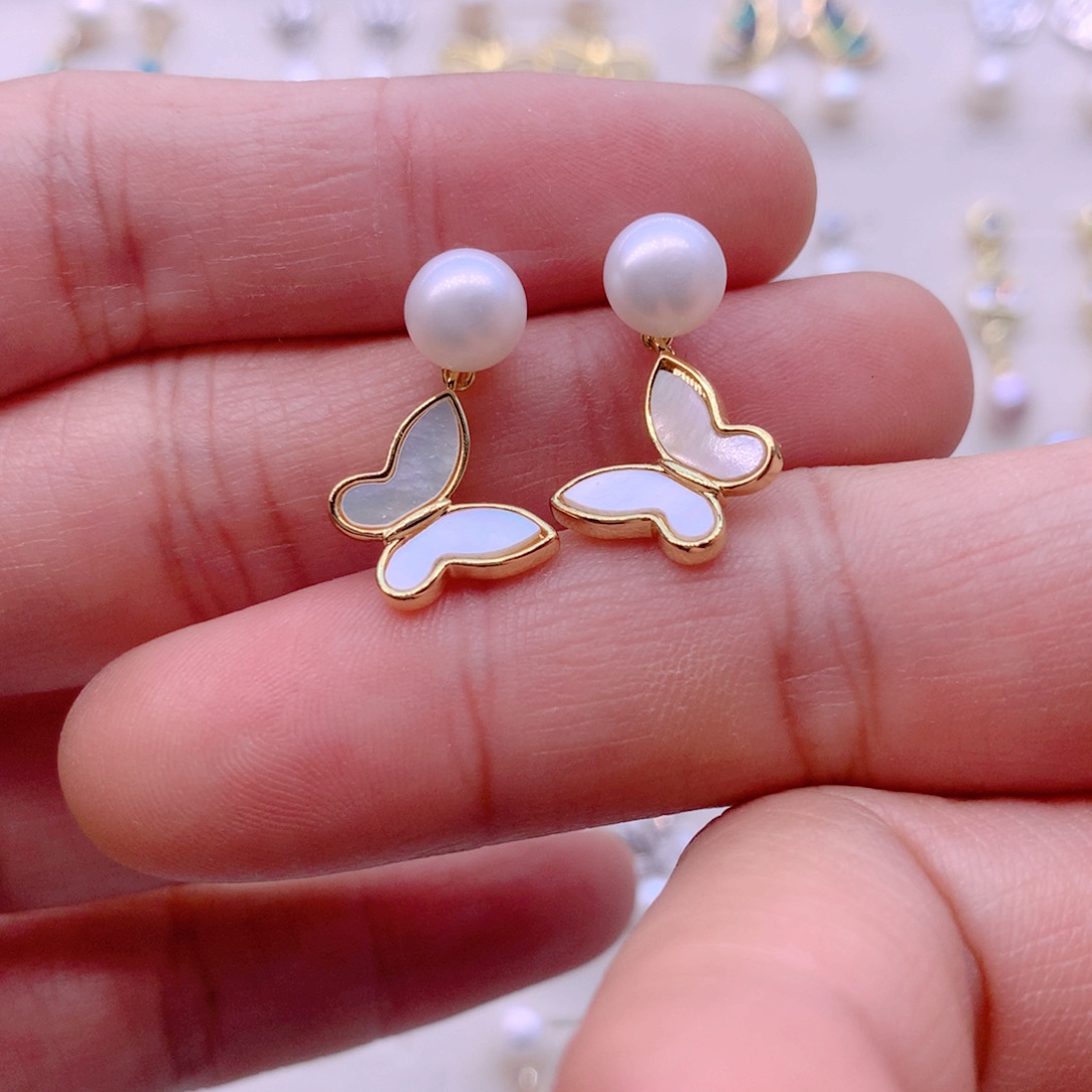 合金淡水珍珠耳饰