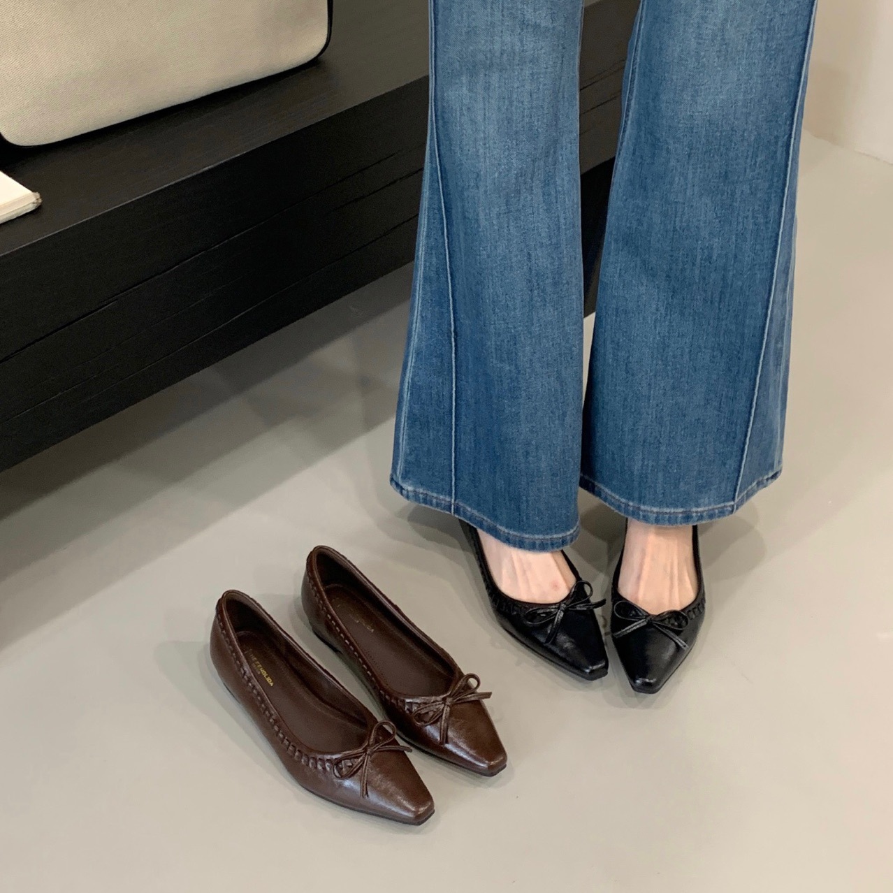 洋气上班法式温柔风芭蕾女单鞋配裙2025新款编织内平底单鞋550-6