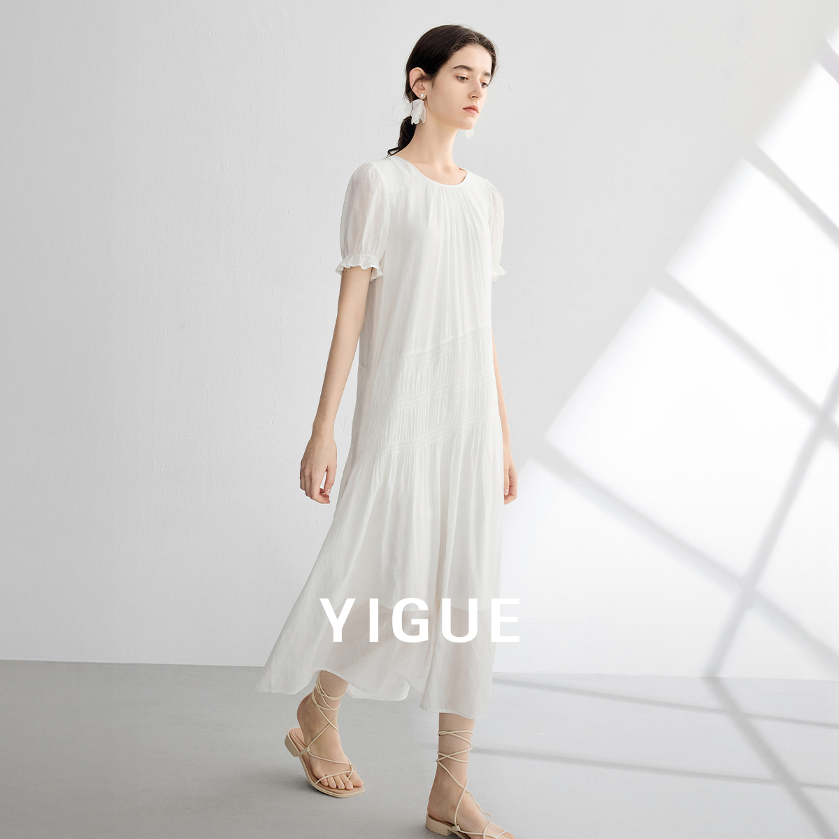 【林一专属】亦谷极简风连衣裙女装花苞袖轻奢风裙子G5SAL154