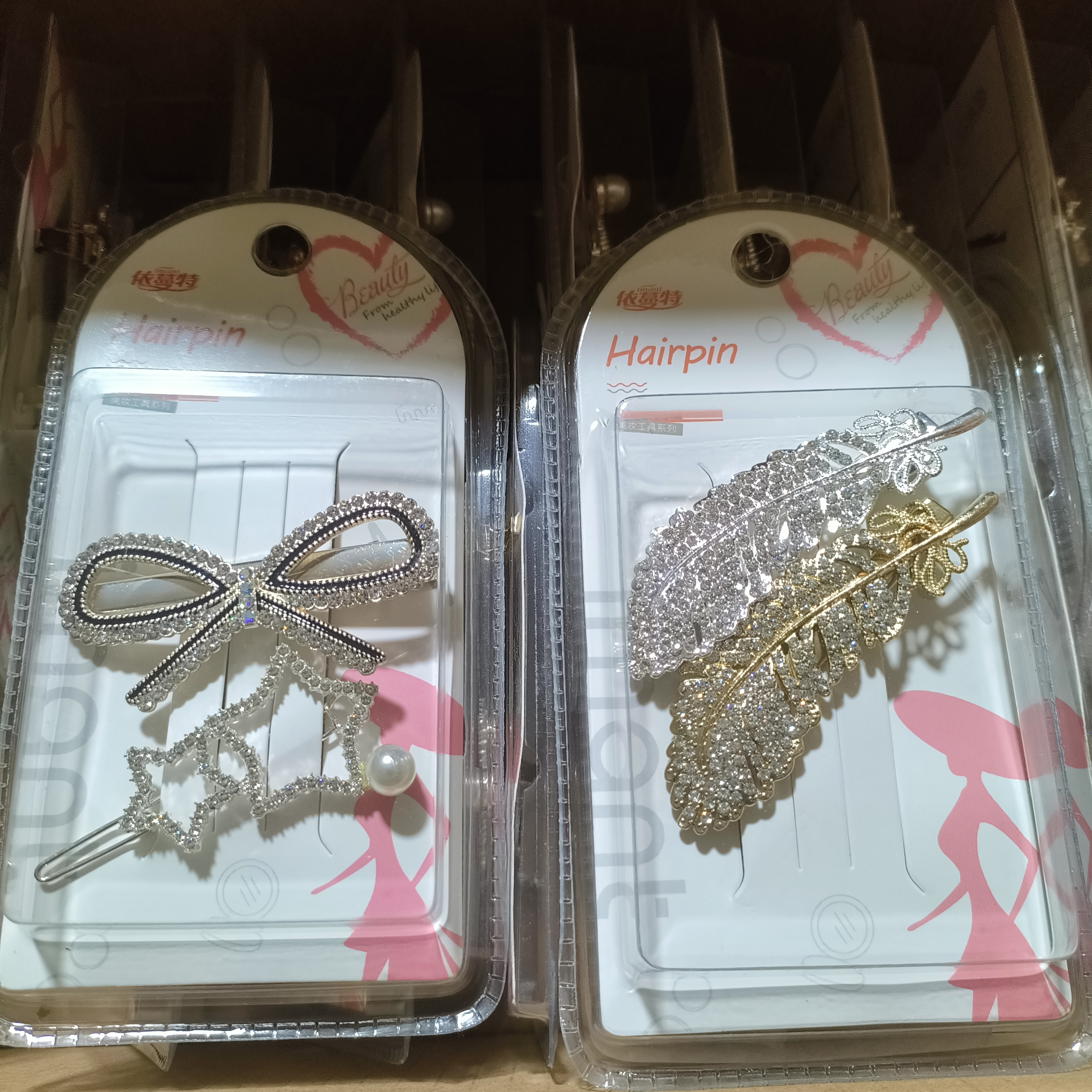 商超原单铁艺镶砖发夹