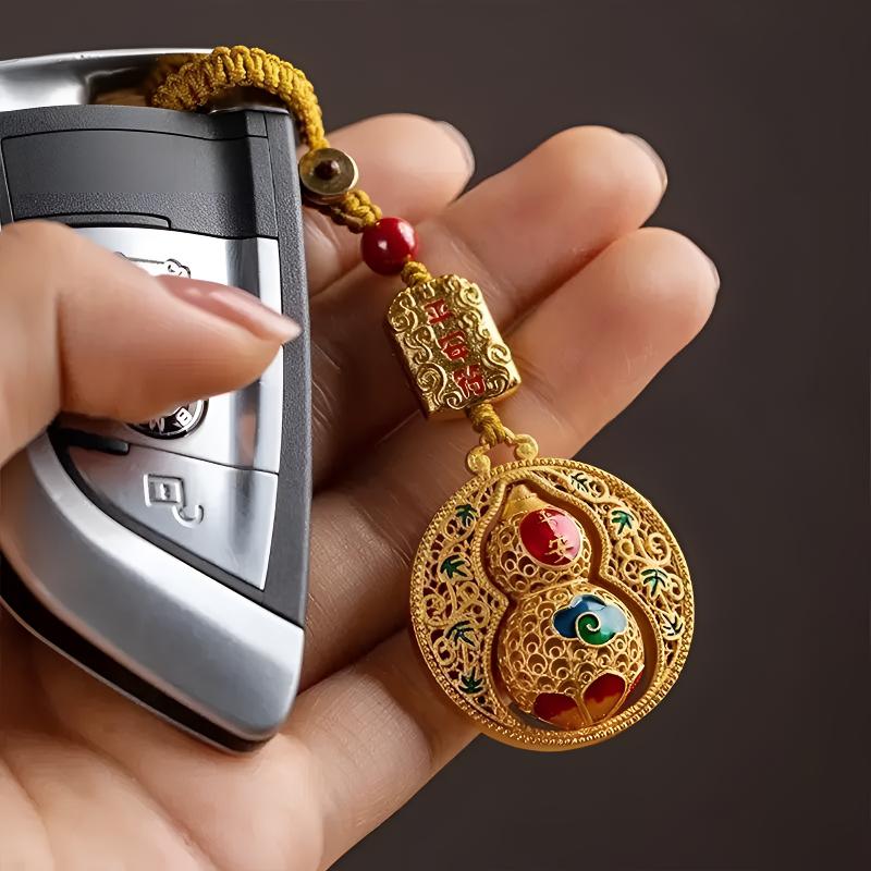 【先生推荐】蛇年新款创意金色平安葫芦钥匙扣挂件福禄挂饰驾车用