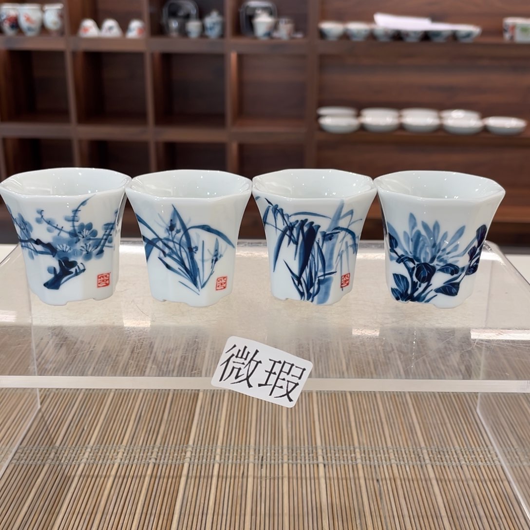 釉下手绘茶具微瑕