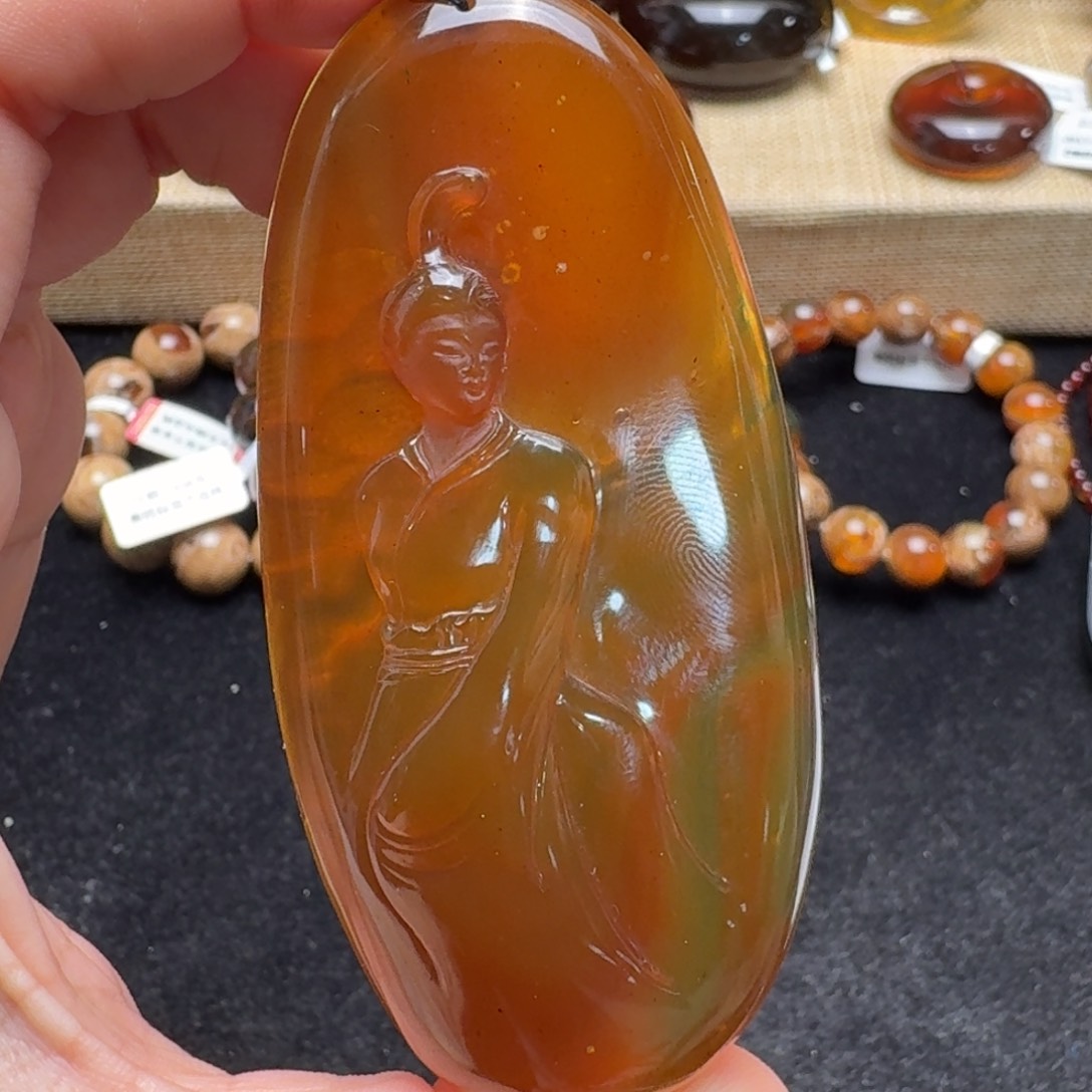 未镶嵌琥珀珠宝奇石橘蜜王昭君