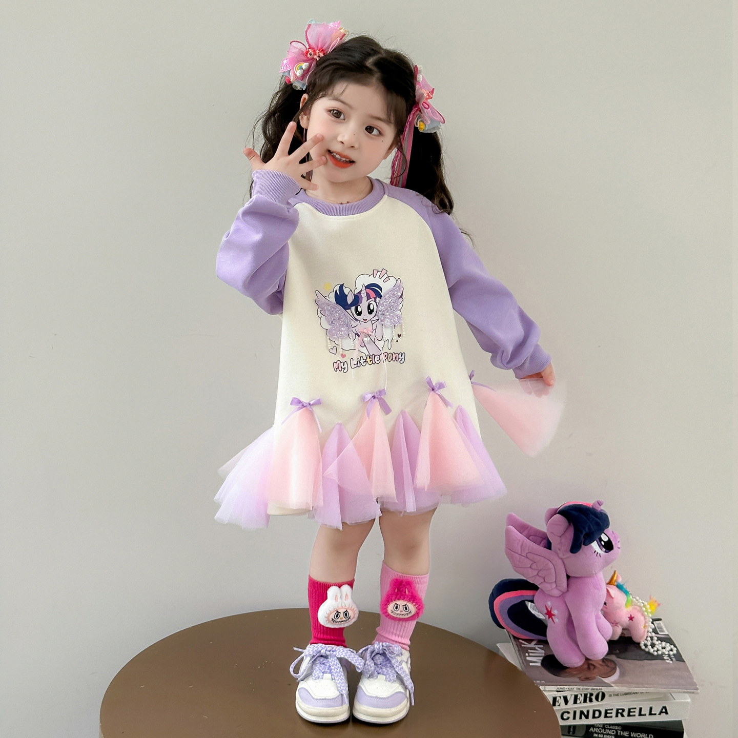 小马宝莉卫衣裙女童春秋新款连衣裙小女孩碧琪紫悦裙子蓬蓬公主裙