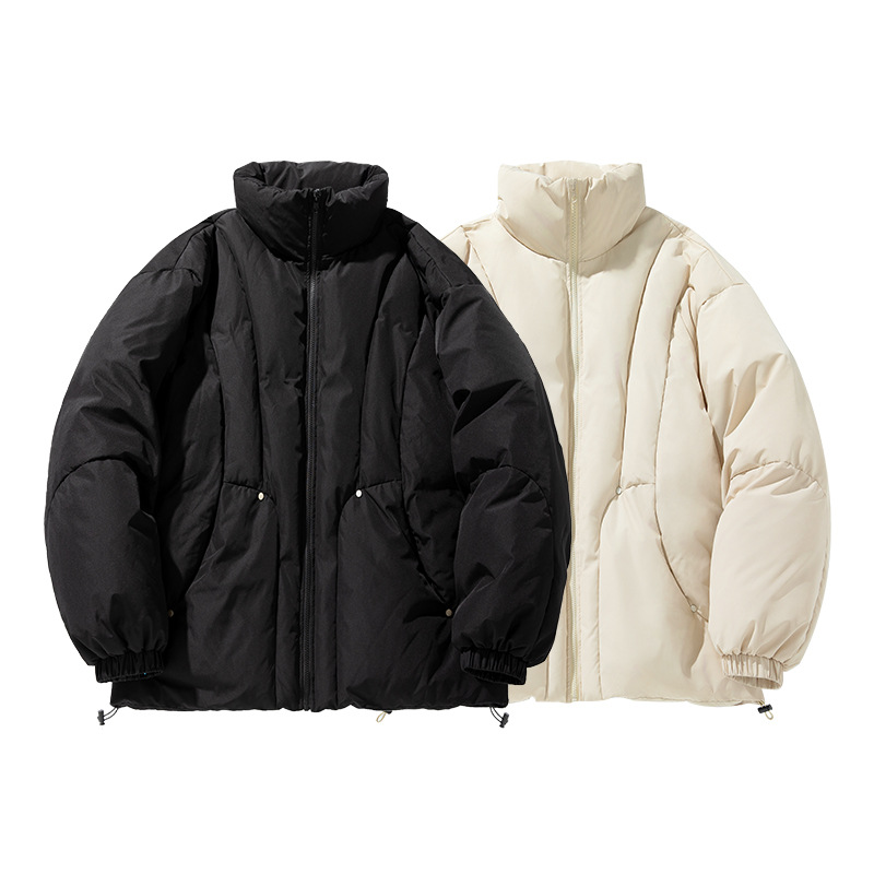 美式高街立体设计感棉服男秋冬新款防泼水加厚宽松立领面包服外套