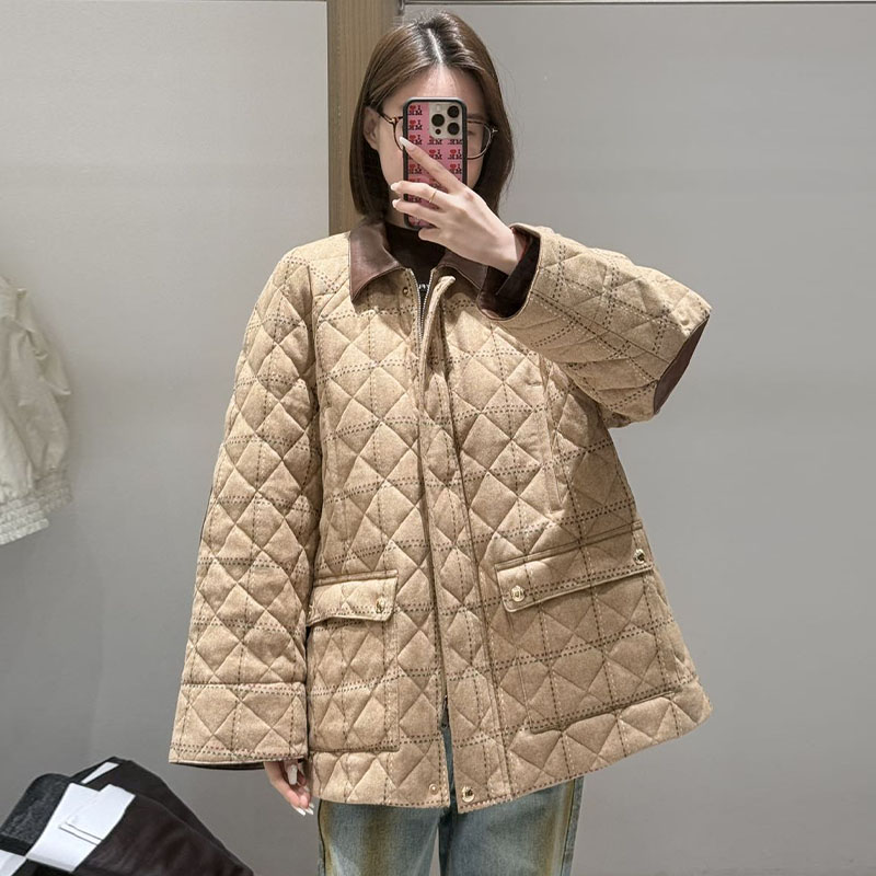 【现货】BEAUTY25冬季设计师品牌新款翻领时尚圣诞格长袖羽绒服短款