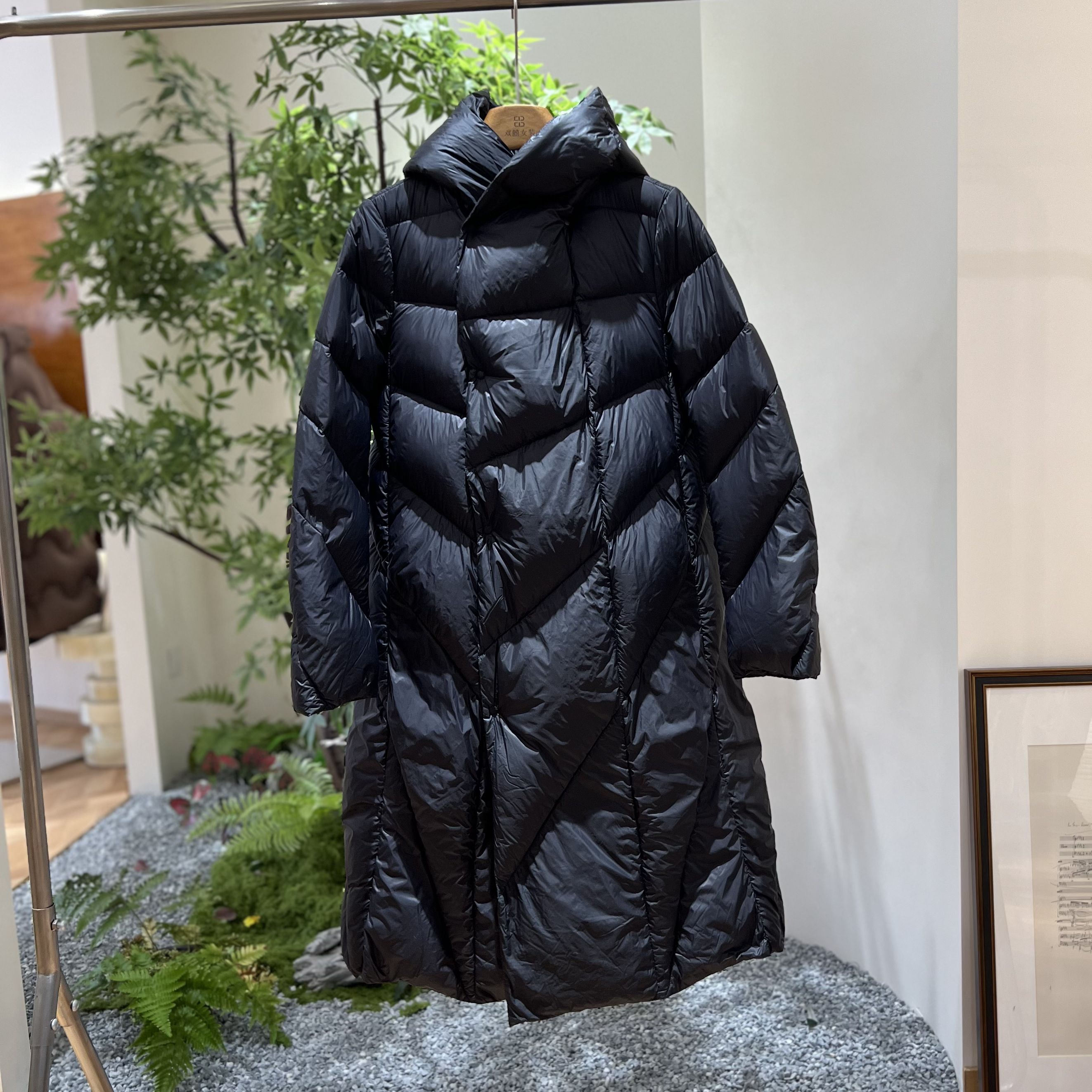 【囍】90白鸭绒 连帽中长款羽绒服