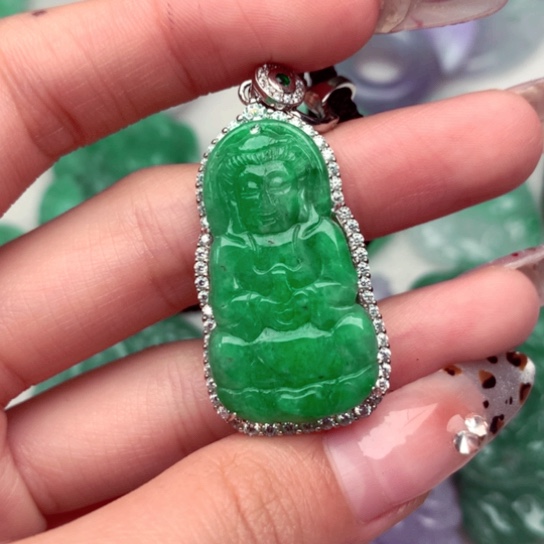 翡翠吊坠(不含链)银S925镶嵌