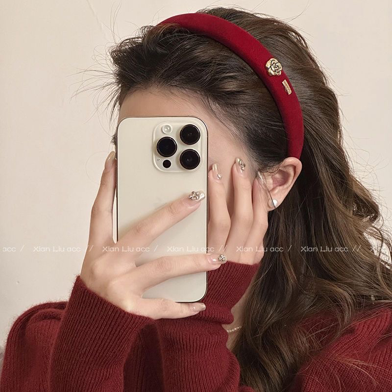 红色系秋冬海绵发箍高颅顶高级感头箍女新款简约日常洗脸头饰发饰