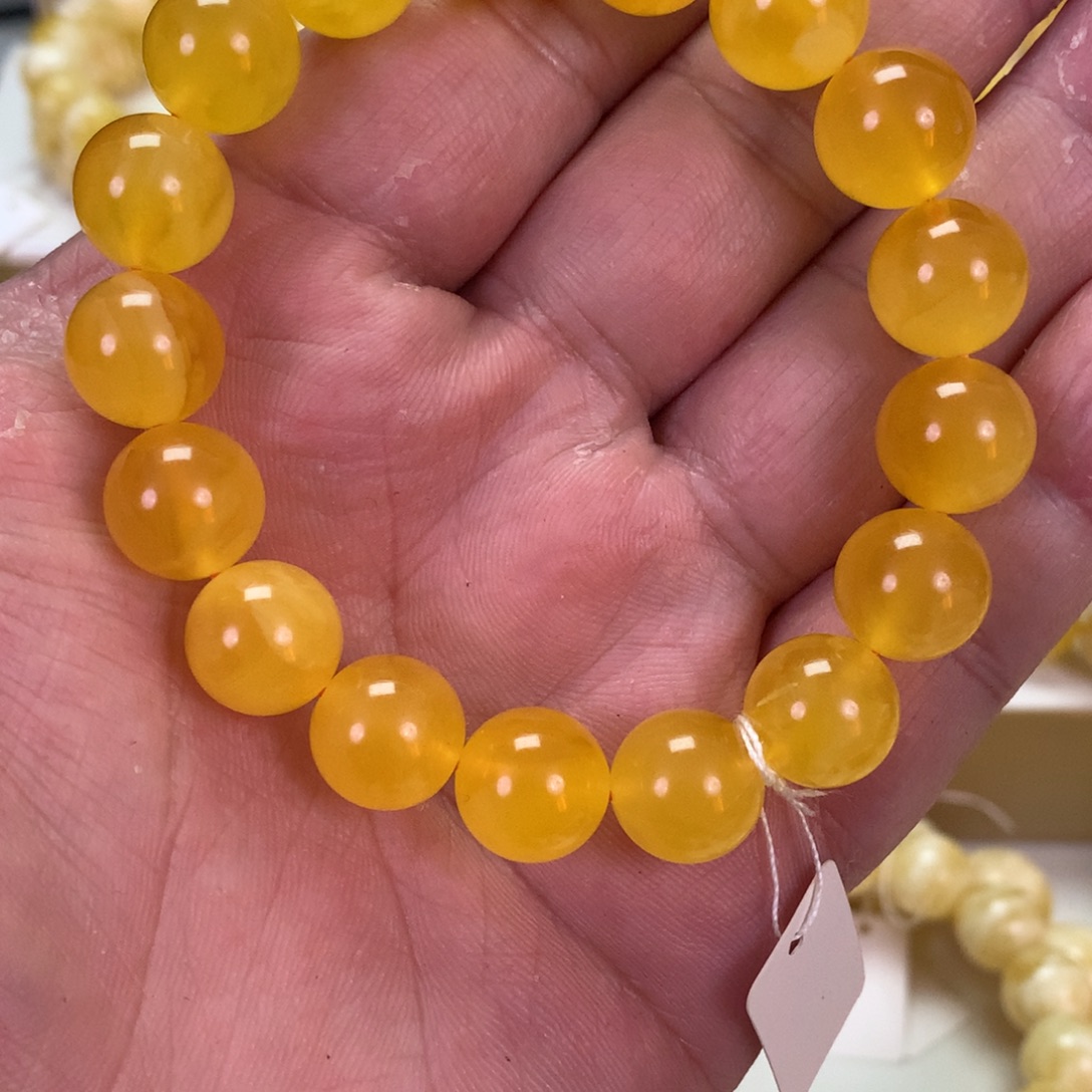 蜜蜡未镶嵌手串焦皮橘红天然蜜蜡