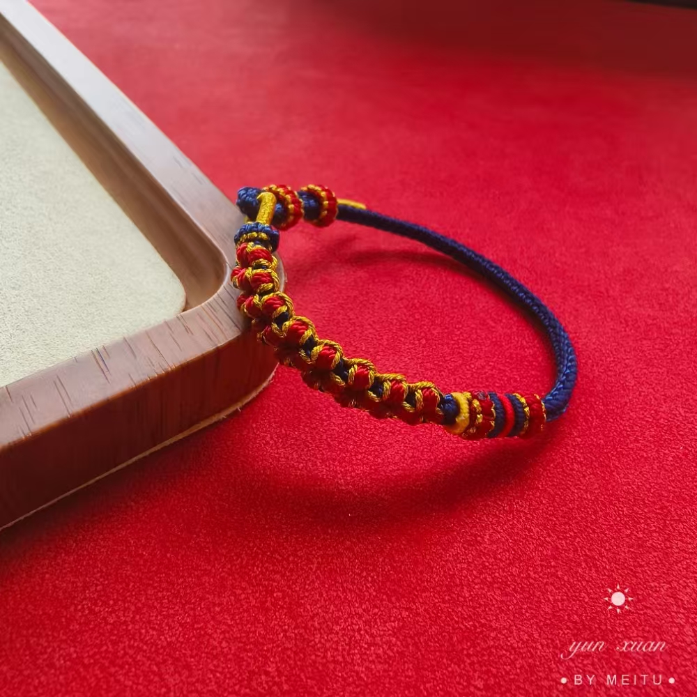 非金属布艺手链 手工编织中国风转运桃花手绳半成品DIY礼物