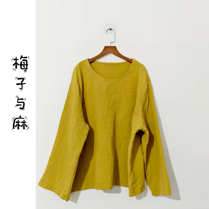 【大梅子推荐】设计款亚麻圆领上衣JG5791C（衣长65胸围140）