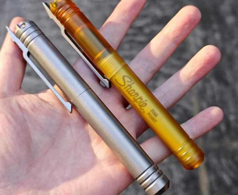 金箍棒打击 钛合金记号签字笔水笔内置美国sharpie马克笔芯