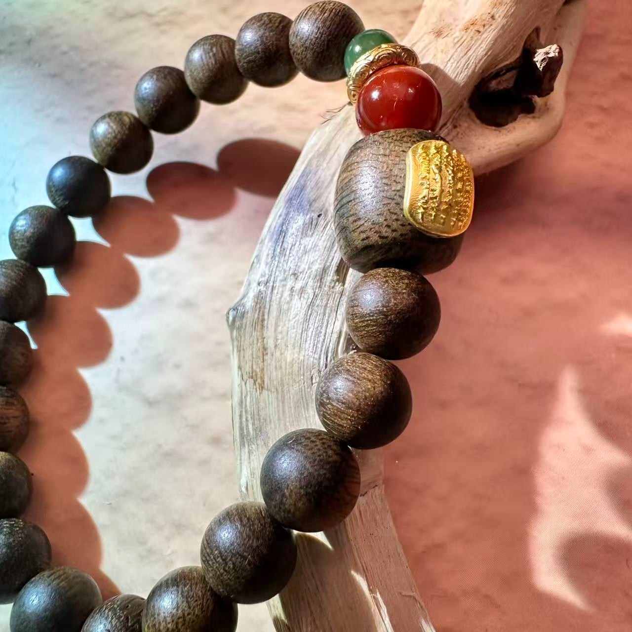 沉香沉香天然野香港黄棋0.8单圈五条纹沉香手串