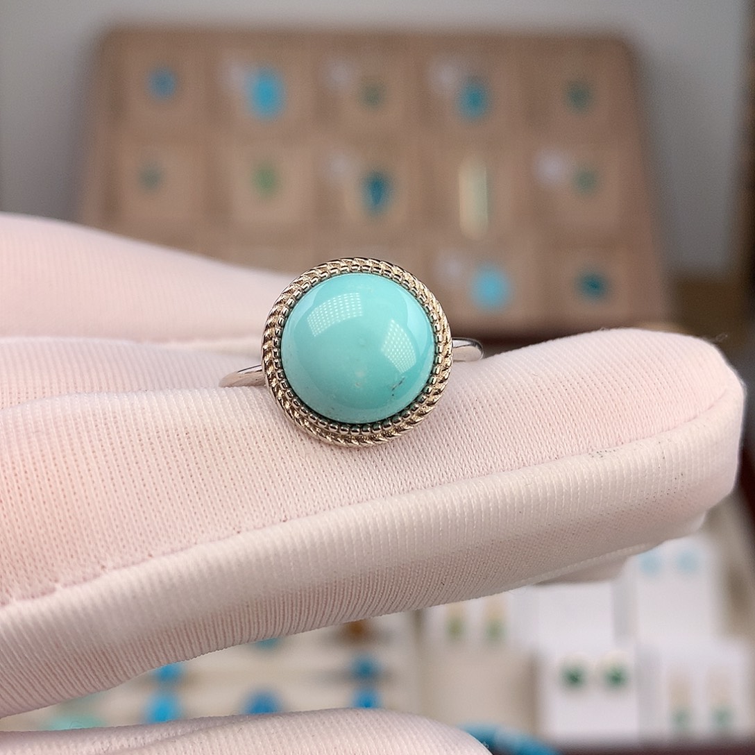 绿松石银S925镶嵌戒指