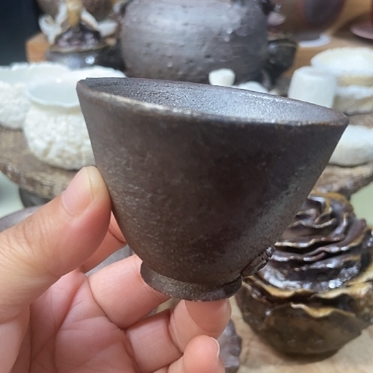 杯斗笠杯 柴烧裸烧手作品