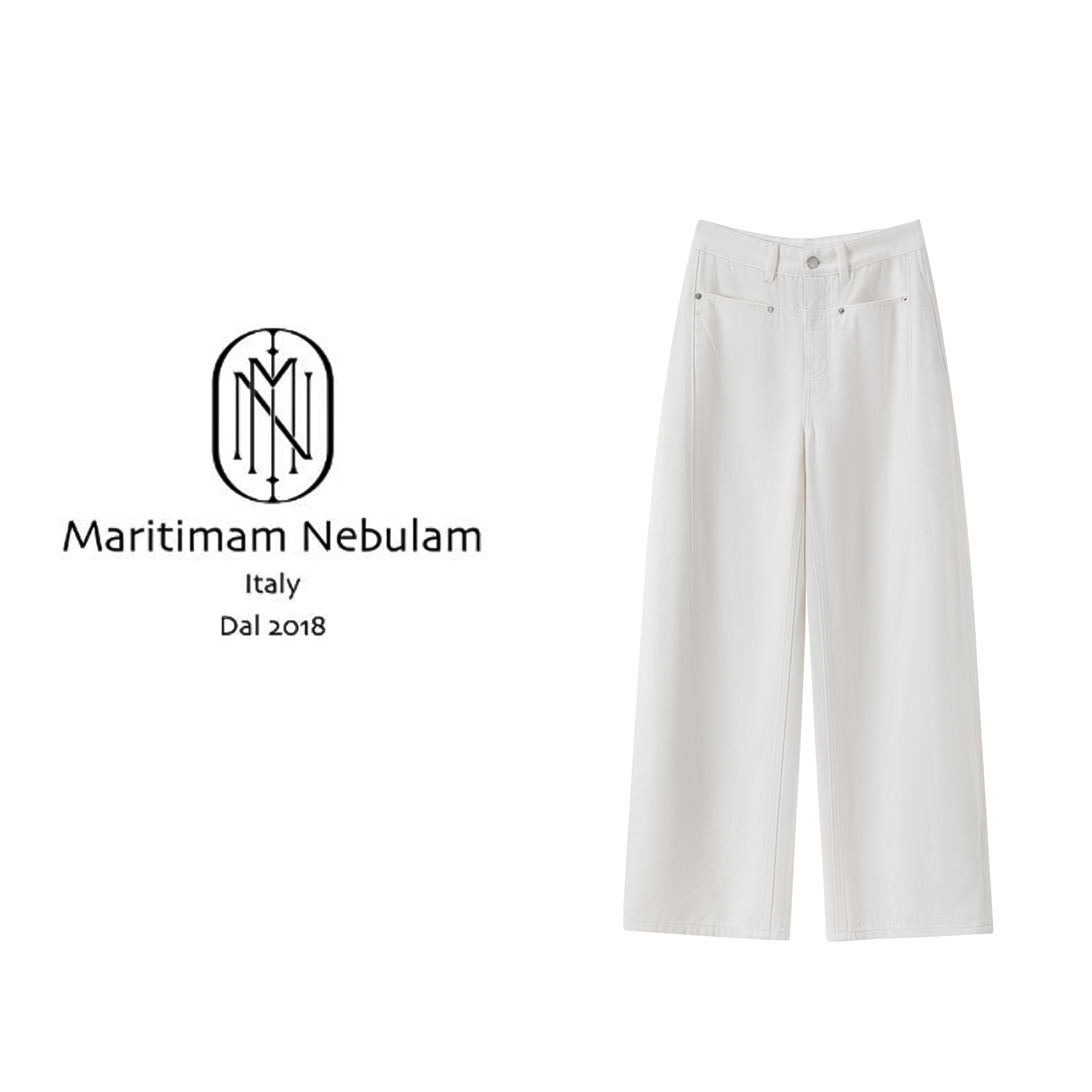 Maritimam Nebulam【黑标系列】 米白色牛仔长裤 XZ647