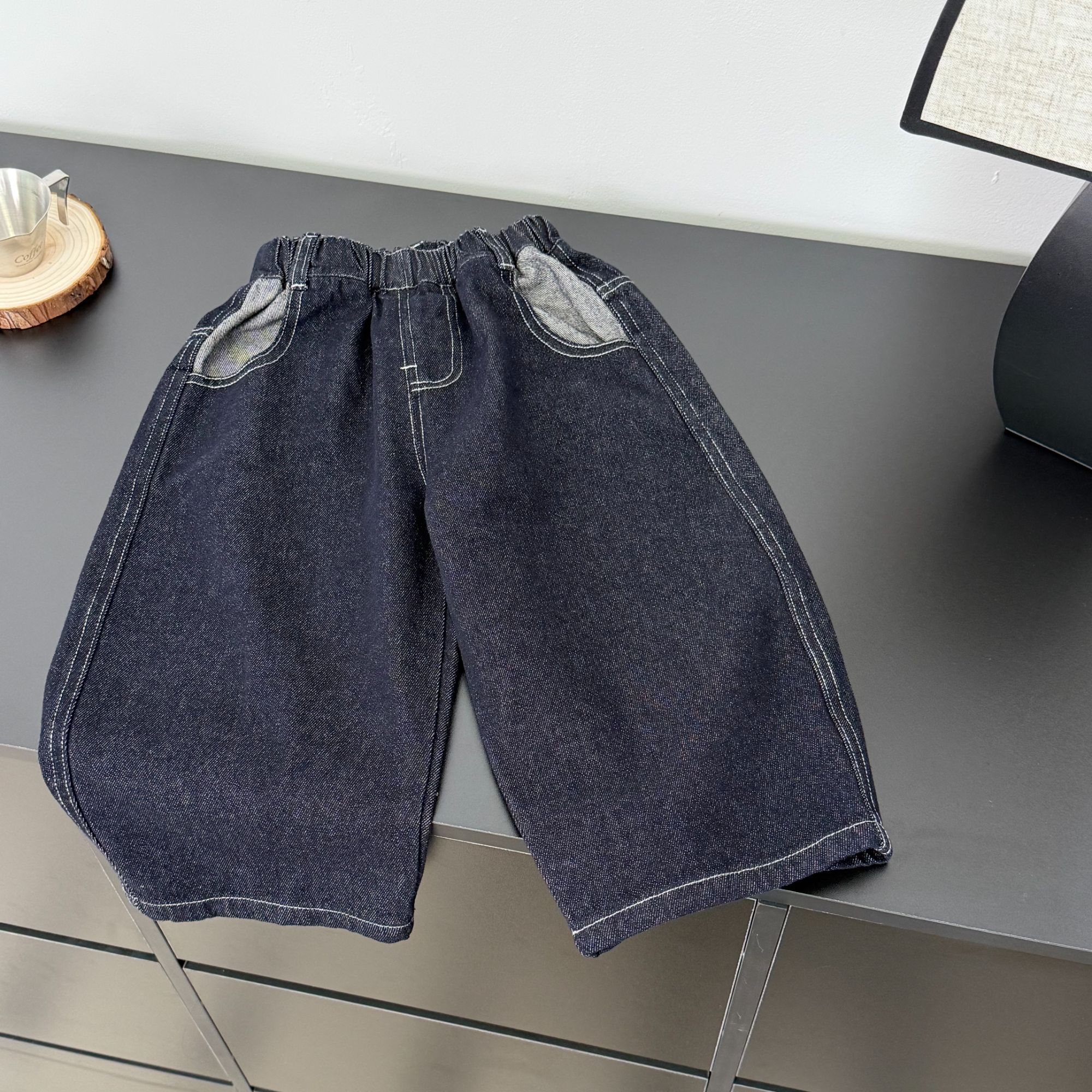 【尚恩家】男童秋季新款个性牛仔裤儿童痞帅弯刀长裤宝宝时尚裤子