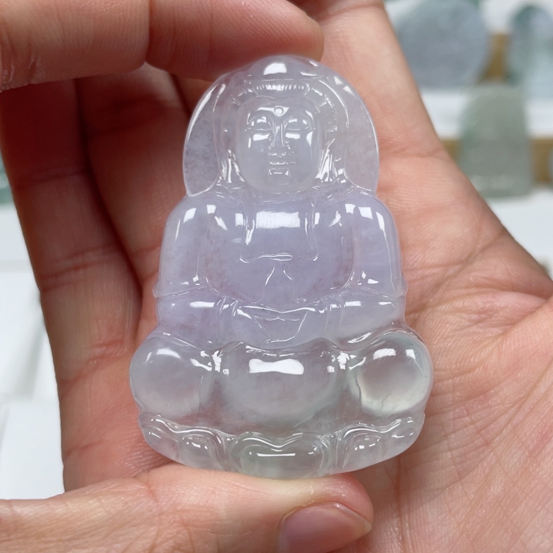 翡翠颈饰未镶嵌天然翡翠A货观音113号