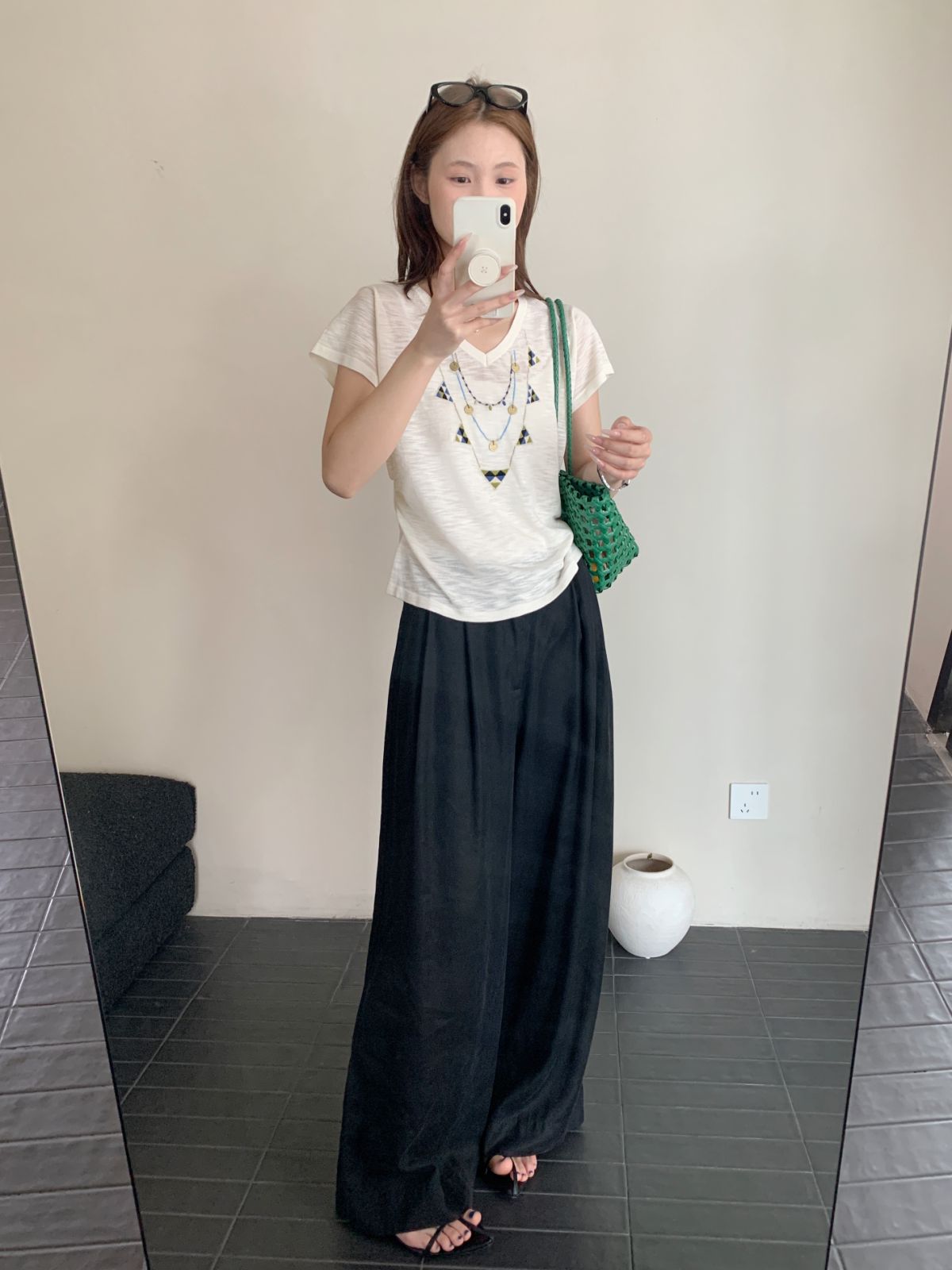 【素简.680192】夏季新款竹节麻不规则设计感短袖洋气女装针织衫