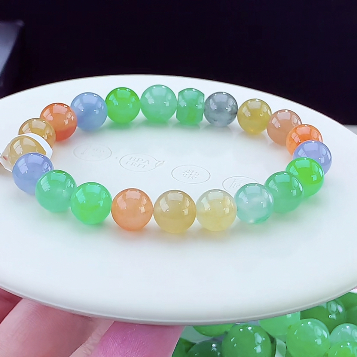 天然缅甸翡翠糖果系列多宝手串