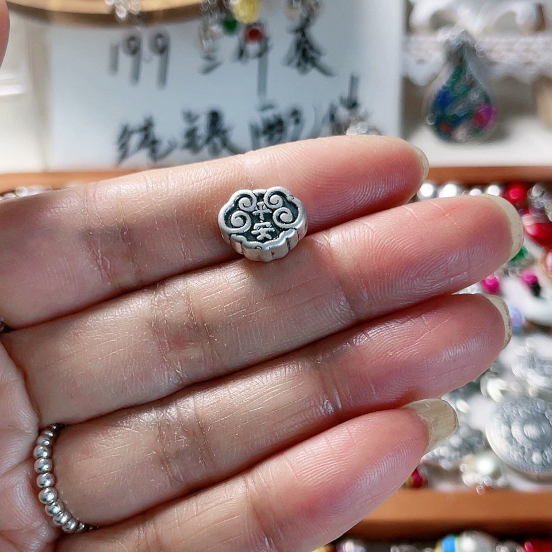 珐琅吊坠足银平安锁