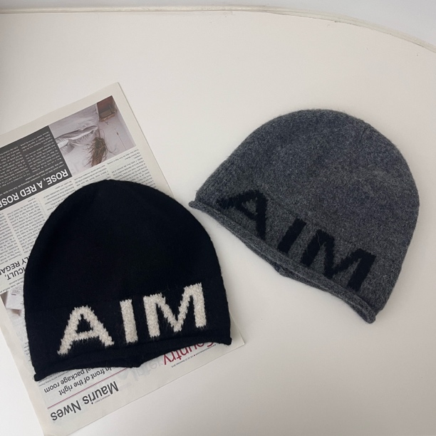AIM 韩版ins字母包头针织帽子含羊毛秋冬季新款潮酷软糯毛线帽女