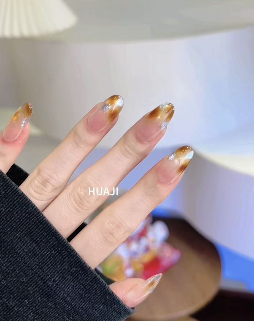 HuaJi/花悸穿戴甲〔海洋琥珀〕豹纹/极光粉/小灯泡猫眼纯手工穿戴
