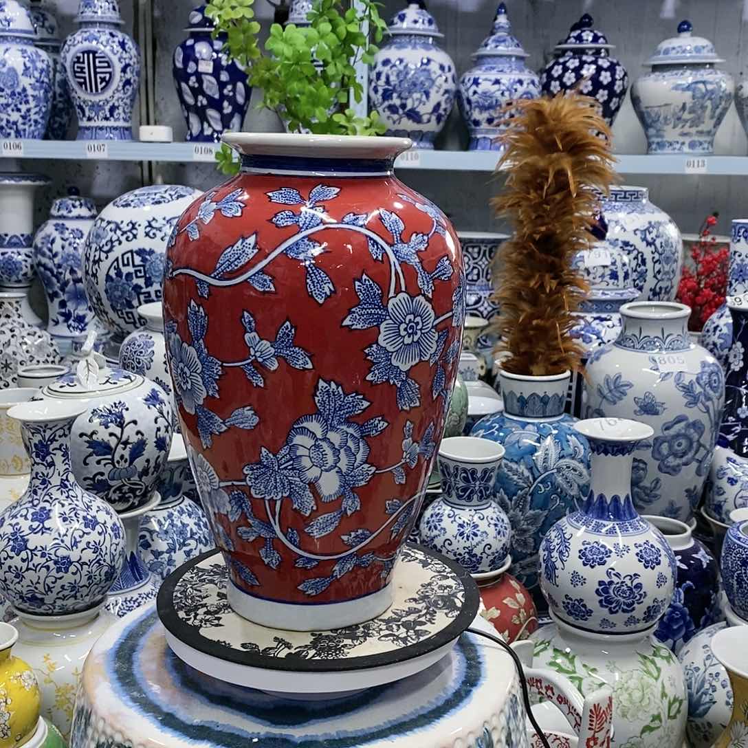 【闪购商品】摆件牡丹花萝卜瓶瓷器…………………………