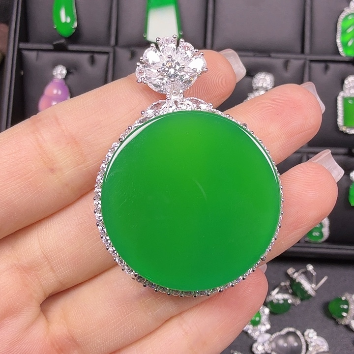 玛瑙/玉髓吊坠(不含链)银S925镶嵌吊坠