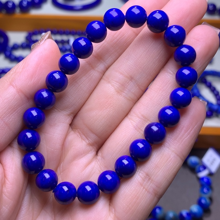 青金石手链未镶嵌相**遇8mm圆珠1796