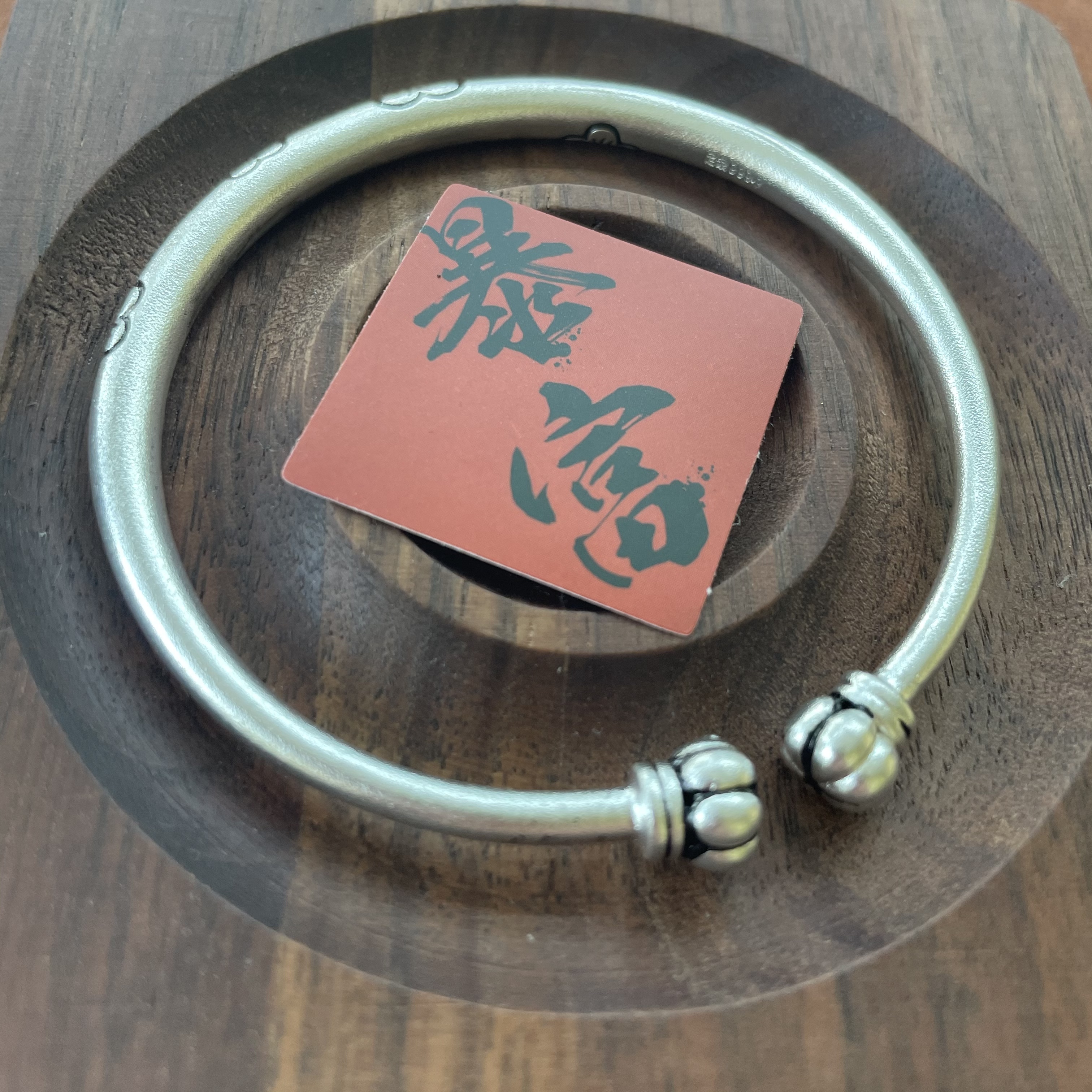 足银手镯 F28多福南瓜头梅花开口可调节手镯