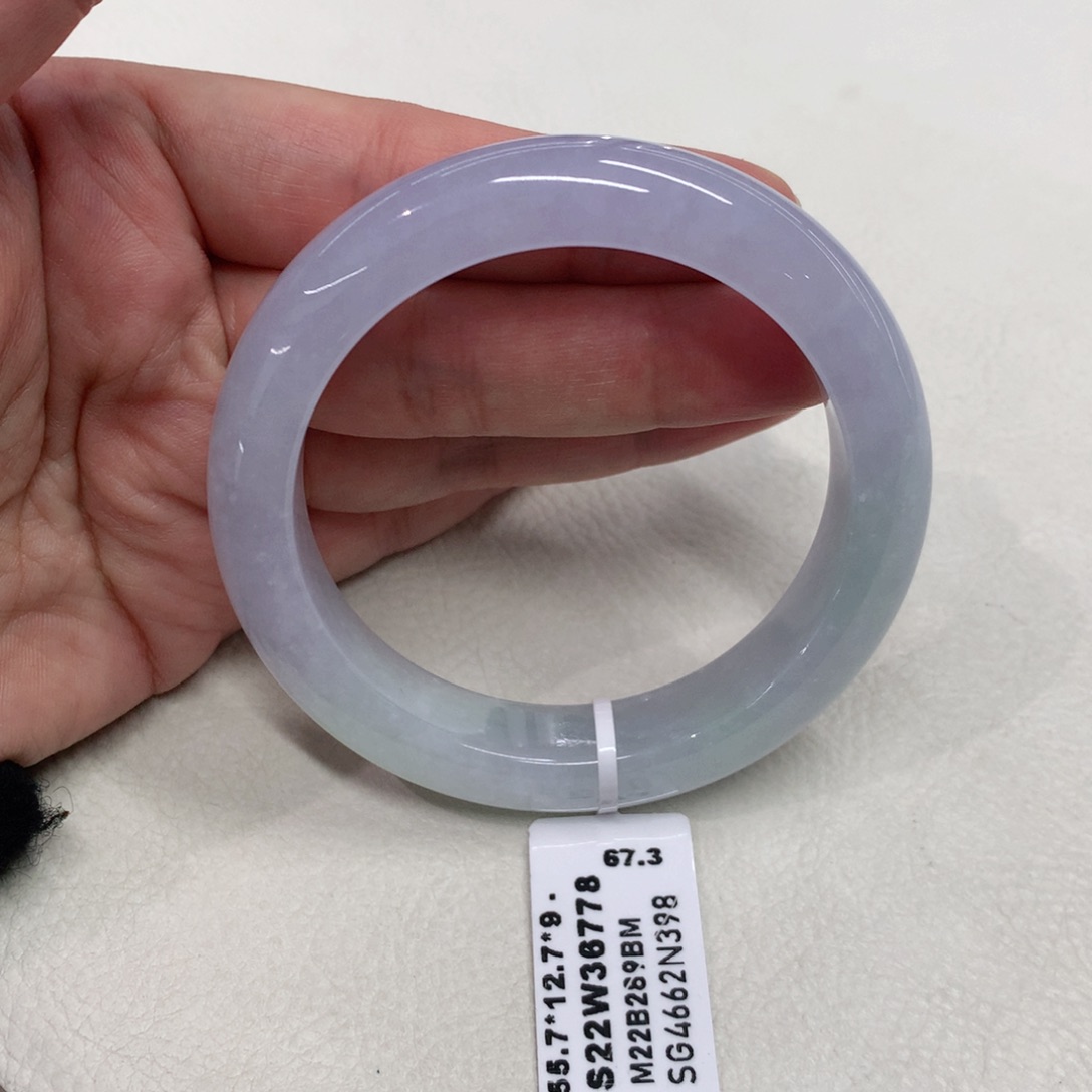 未镶嵌手镯翡翠55.7圈口冰胶紫罗兰