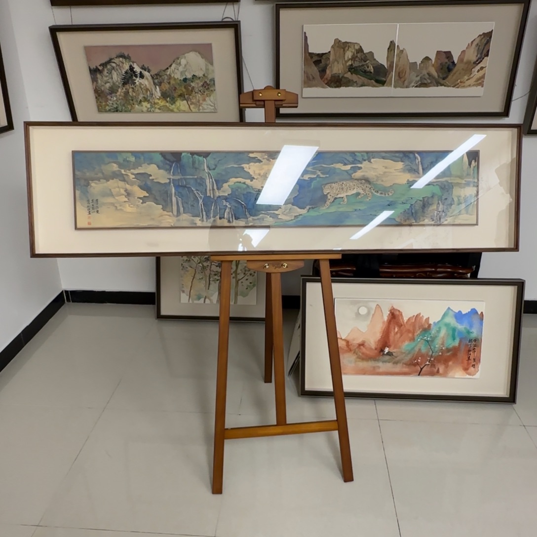 国画柳谦 横幅带框